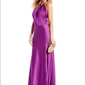 Marciano Fuchsia Halter Satin Maxi Dress